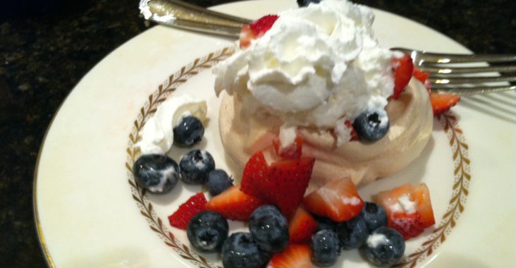 Pavlova, Berries and Whipped Cream